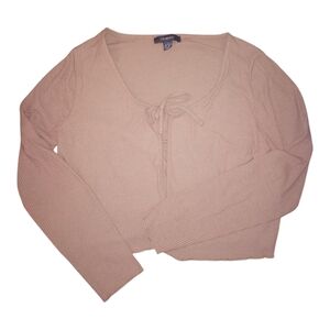 Women's light brown cardigan/long sleeve tie front top Primark size large